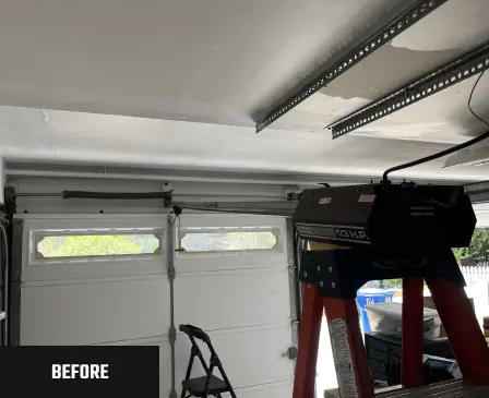 Garage door before repair, project 1